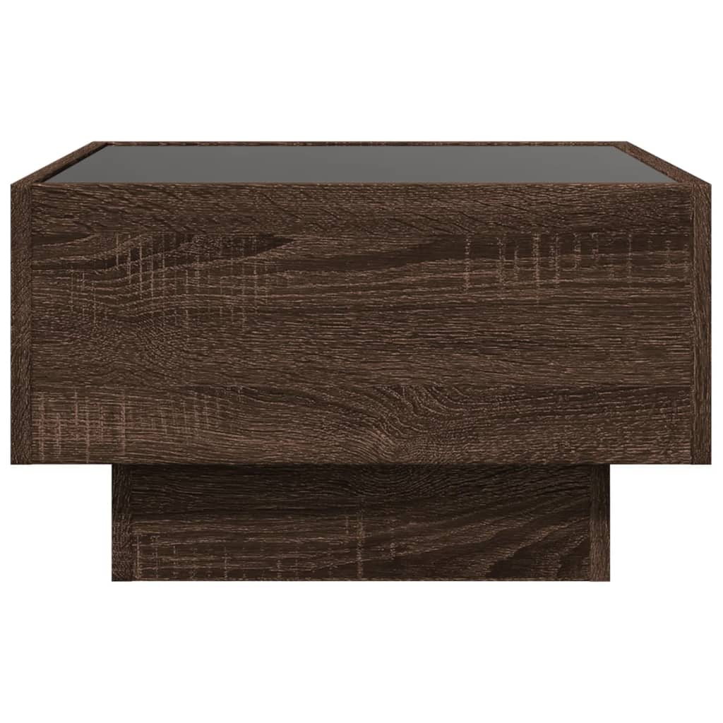Table basse avec LED chêne marron 50x50x30 cm bois d'ingénierie - XIOS