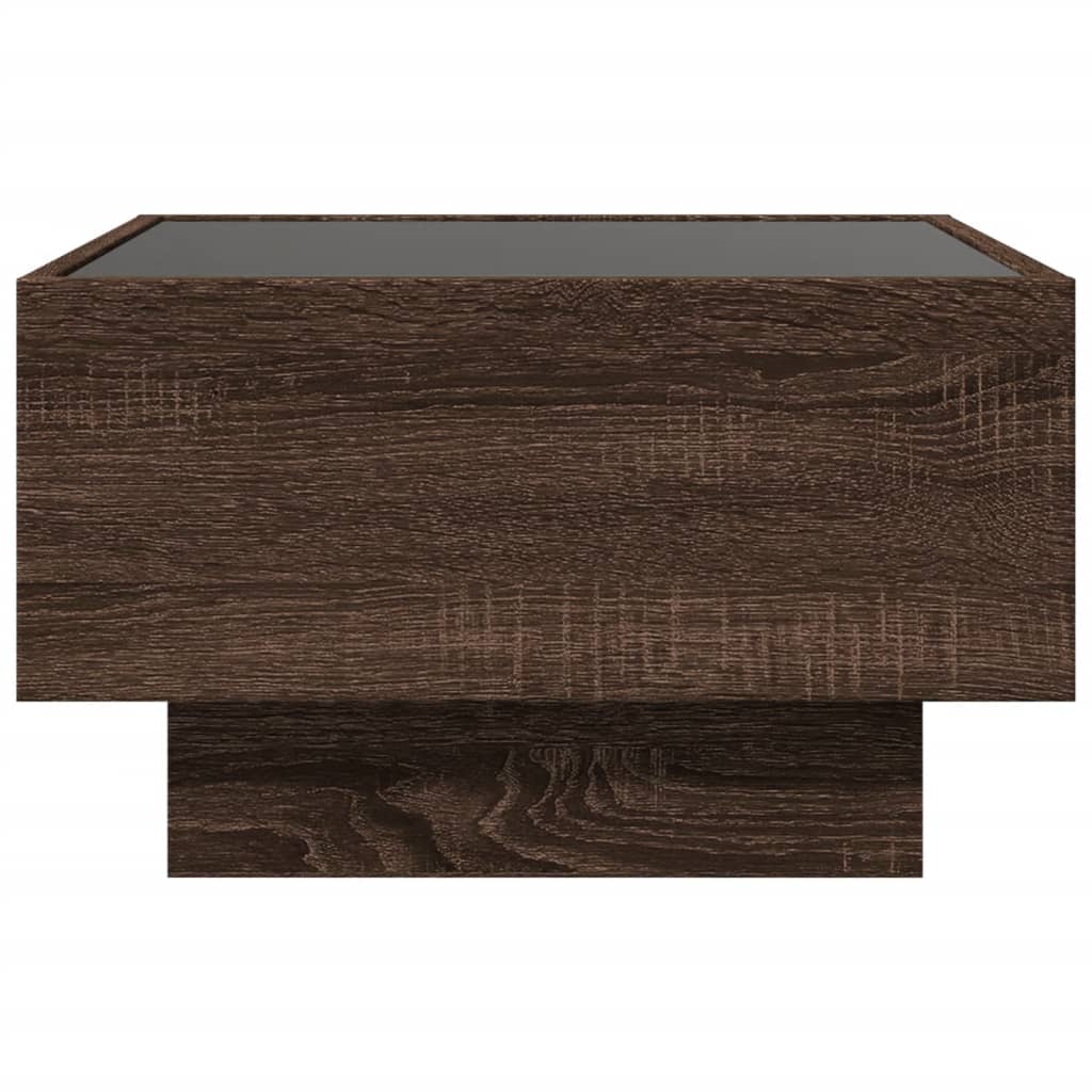 Table basse avec LED chêne marron 50x50x30 cm bois d'ingénierie - XIOS