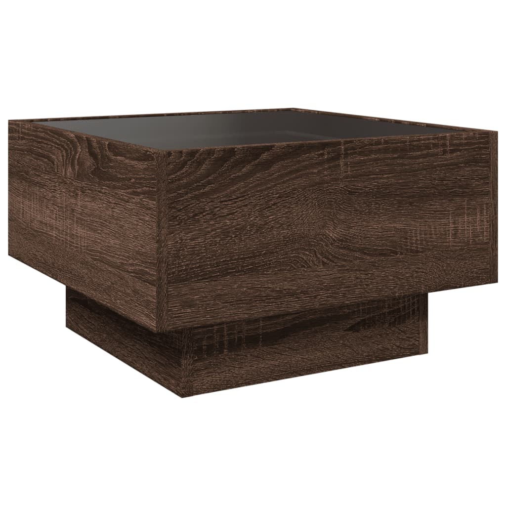 Table basse avec LED chêne marron 50x50x30 cm bois d'ingénierie - XIOS