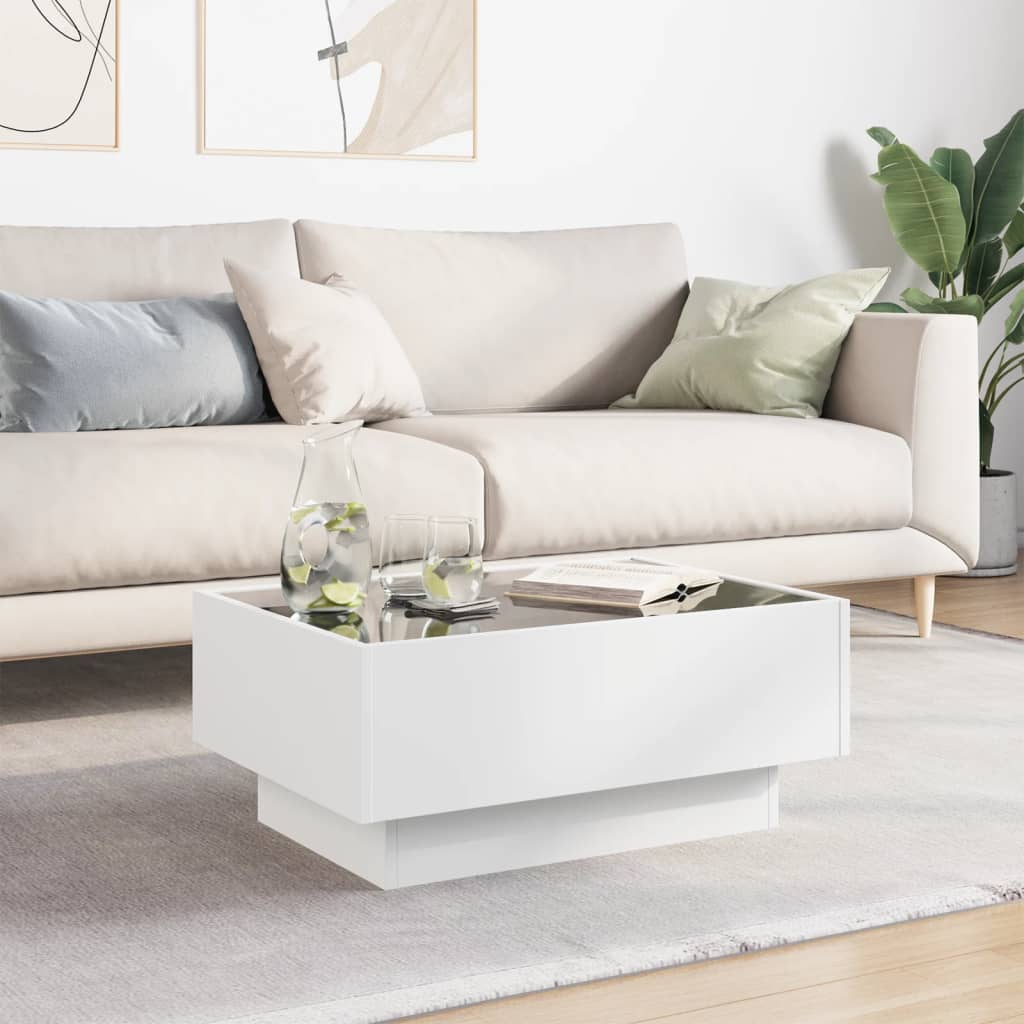 Table basse avec LED blanc 70x50x30 cm bois d'ingénierie - XIOS