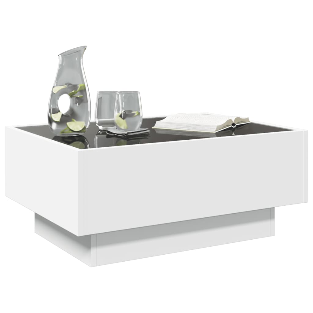 Table basse avec LED blanc 70x50x30 cm bois d'ingénierie - XIOS