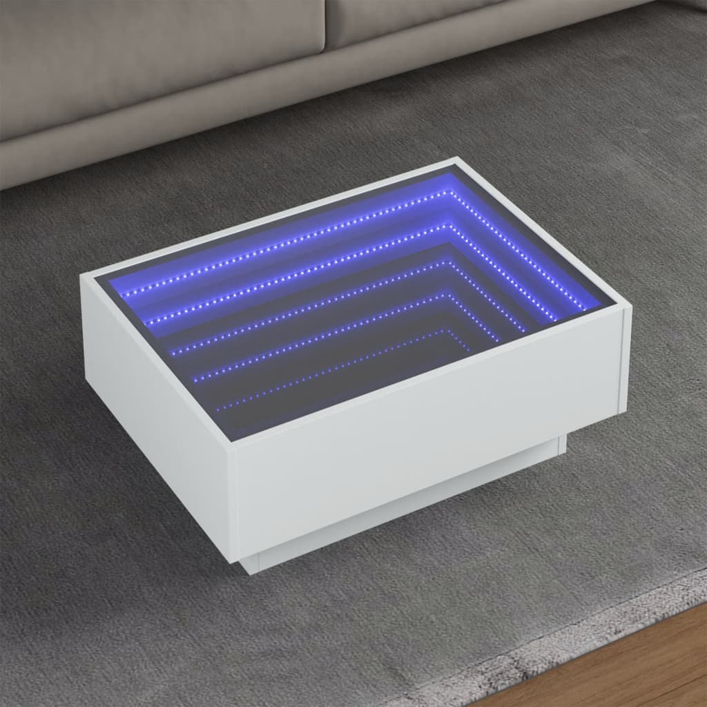 Table basse avec LED blanc 70x50x30 cm bois d'ingénierie - XIOS