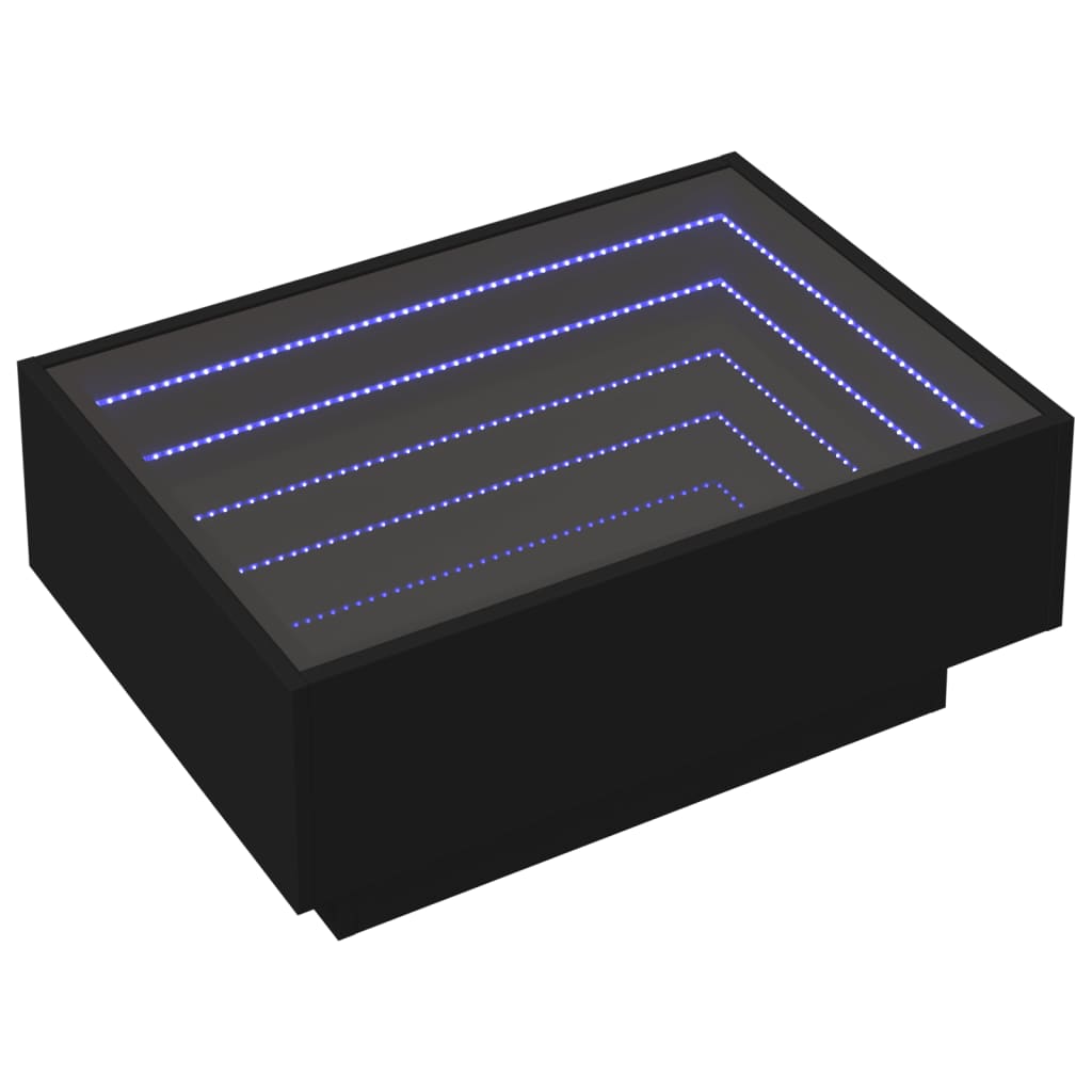Table basse avec LED noir 70x50x30 cm bois d'ingénierie - XIOS