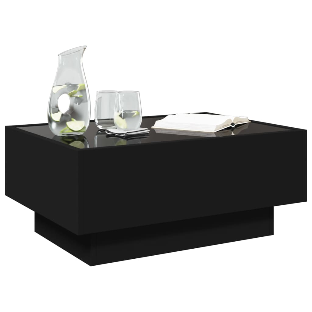 Table basse avec LED noir 70x50x30 cm bois d'ingénierie - XIOS