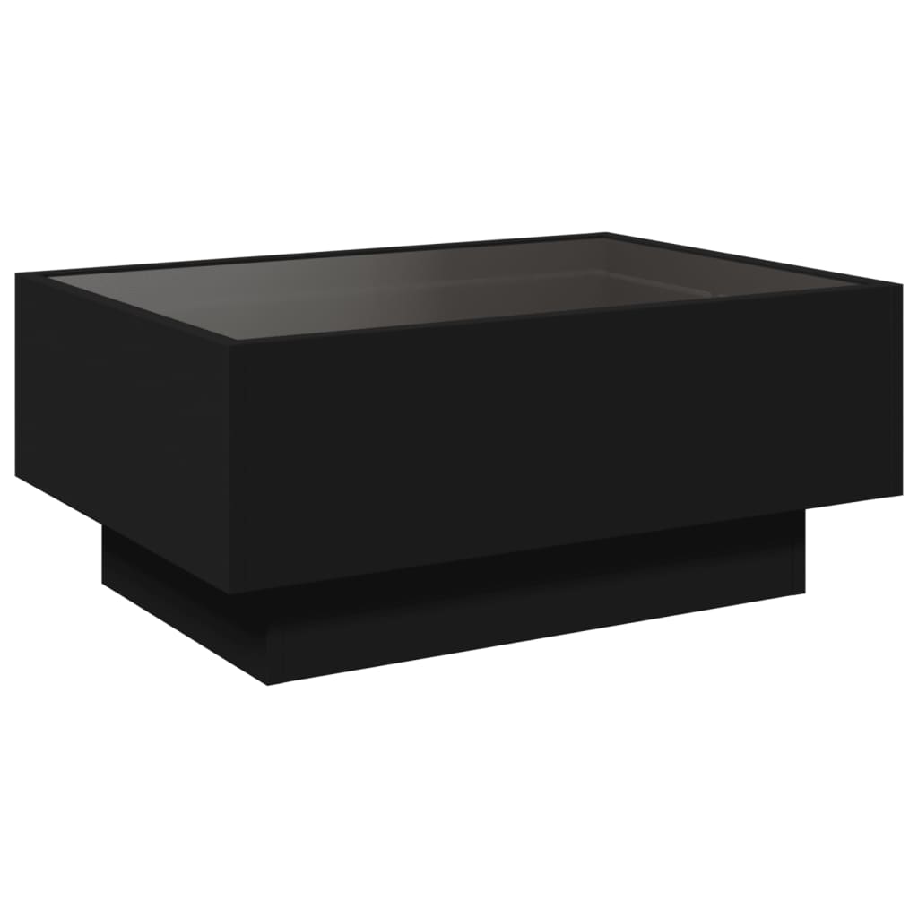 Table basse avec LED noir 70x50x30 cm bois d'ingénierie - XIOS
