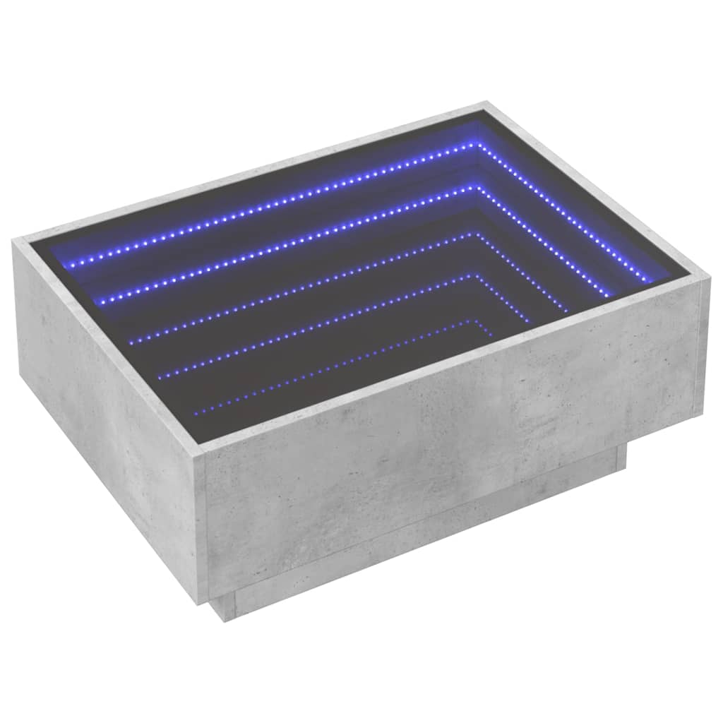 Table basse avec LED gris béton 70x50x30 cm bois d'ingénierie - XIOS