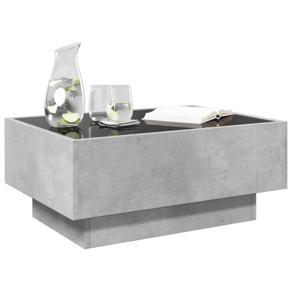 Table basse avec LED gris béton 70x50x30 cm bois d'ingénierie - XIOS