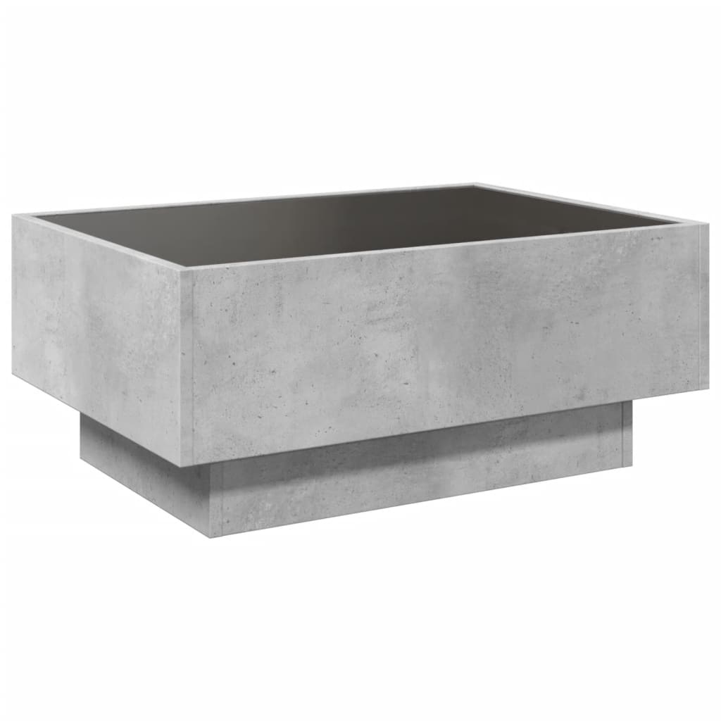 Table basse avec LED gris béton 70x50x30 cm bois d'ingénierie - XIOS