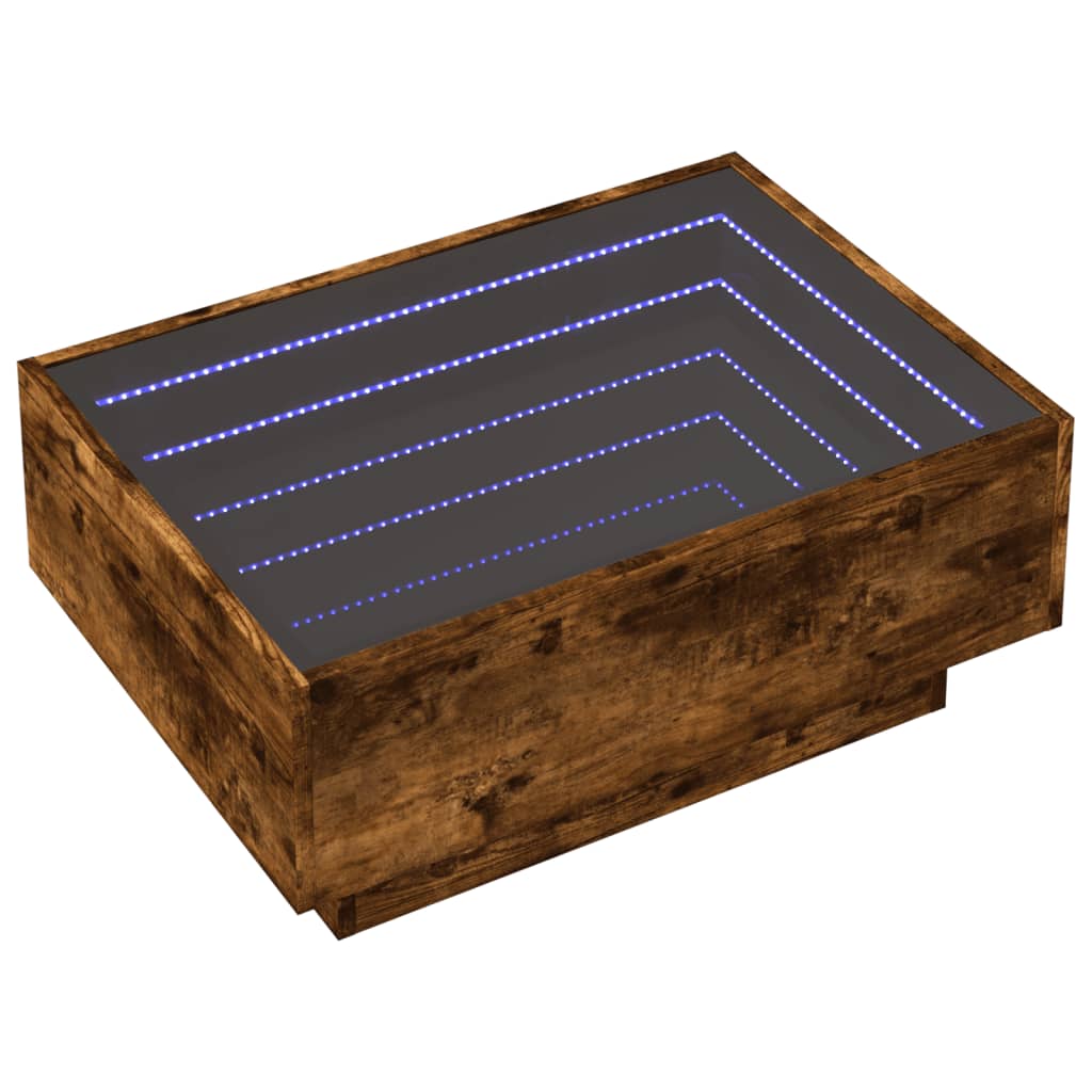 Table basse avec LED chêne fumé 70x50x30 cm bois d'ingénierie XIOS
