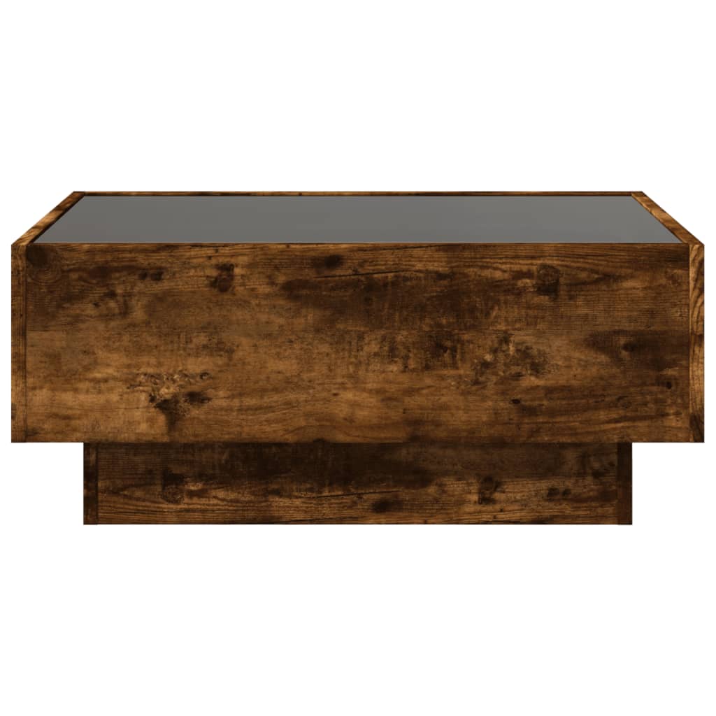 Table basse avec LED chêne fumé 70x50x30 cm bois d'ingénierie XIOS