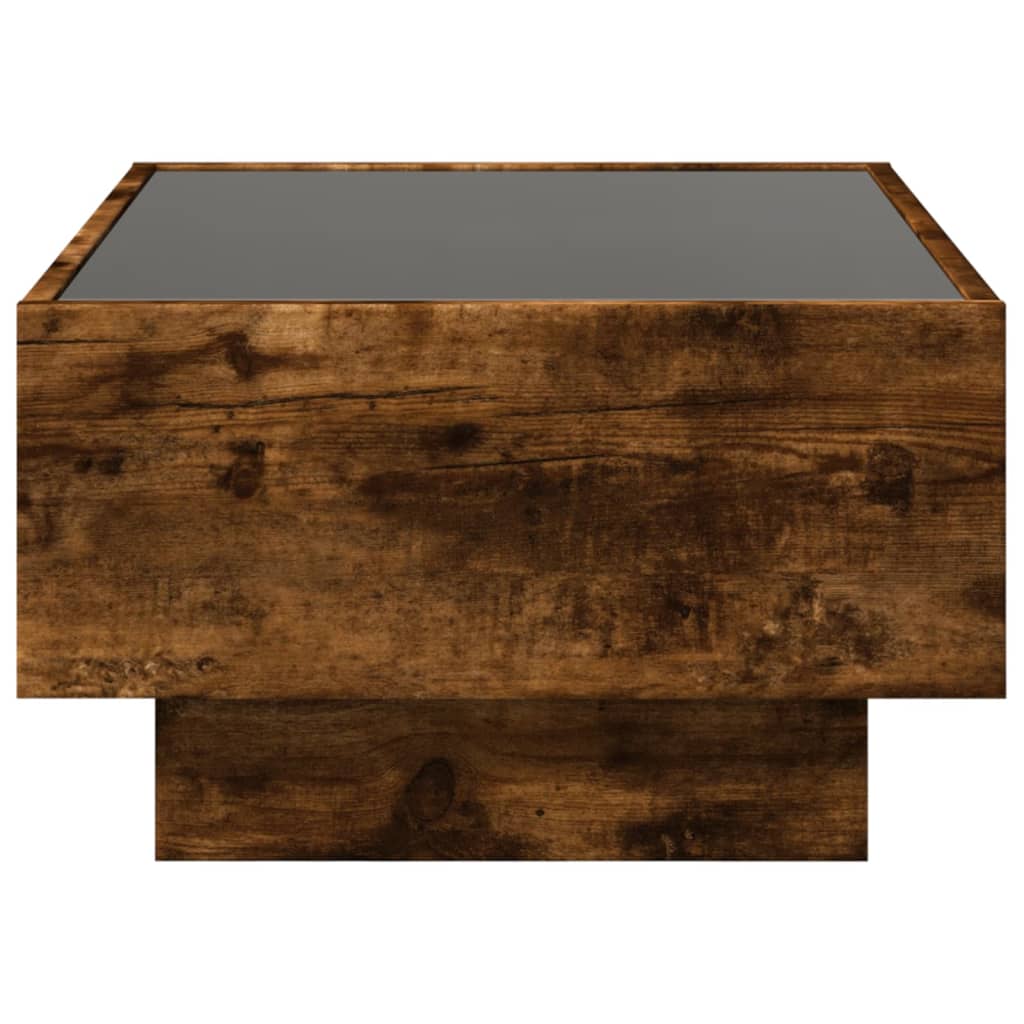 Table basse avec LED chêne fumé 70x50x30 cm bois d'ingénierie XIOS