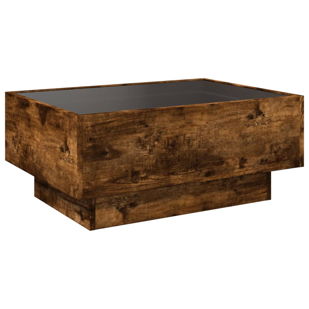 Table basse avec LED chêne fumé 70x50x30 cm bois d'ingénierie XIOS