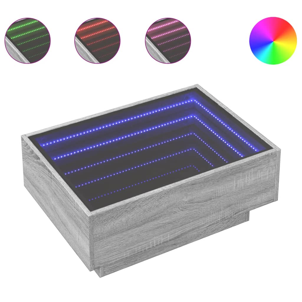 Table basse avec LED sonoma gris 70x50x30 cm bois d'ingénierie - XIOS