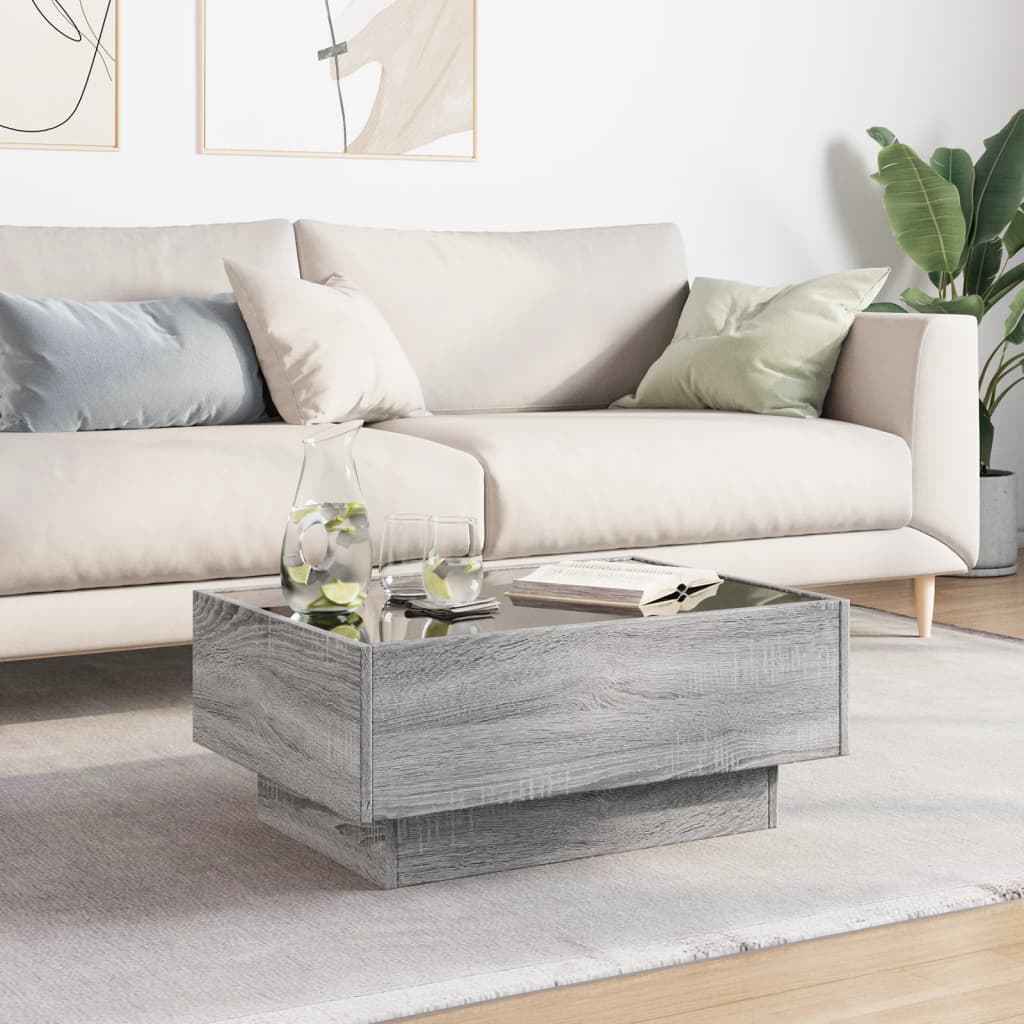 Table basse avec LED sonoma gris 70x50x30 cm bois d'ingénierie - XIOS