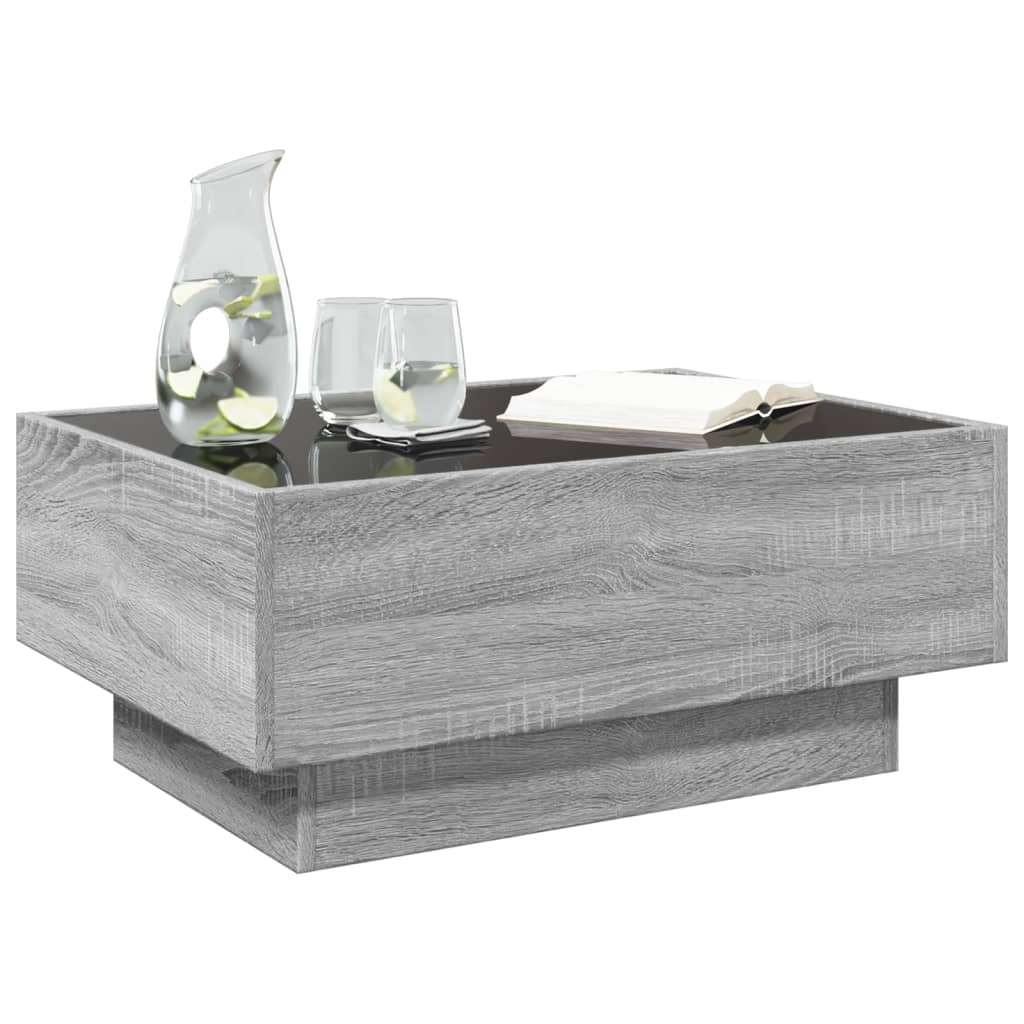 Table basse avec LED sonoma gris 70x50x30 cm bois d'ingénierie - XIOS