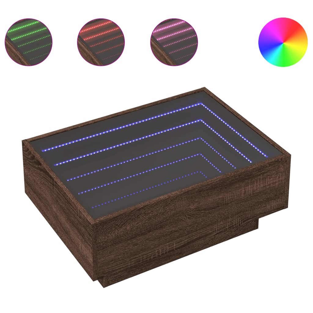 Table basse avec LED chêne marron 70x50x30 cm bois d'ingénierie - XIOS
