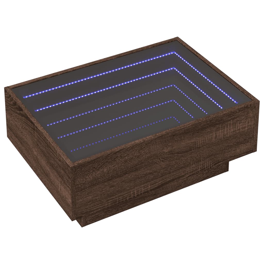 Table basse avec LED chêne marron 70x50x30 cm bois d'ingénierie - XIOS