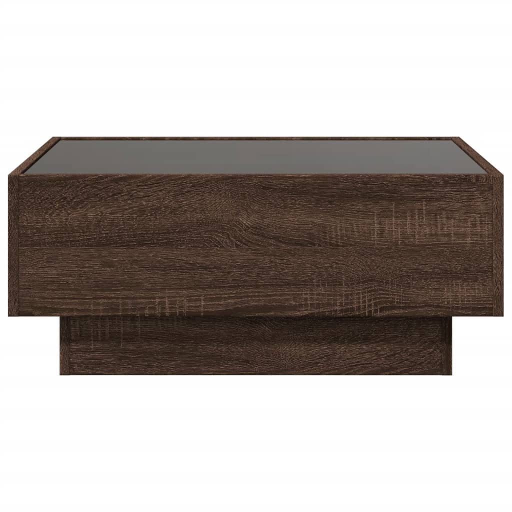 Table basse avec LED chêne marron 70x50x30 cm bois d'ingénierie - XIOS