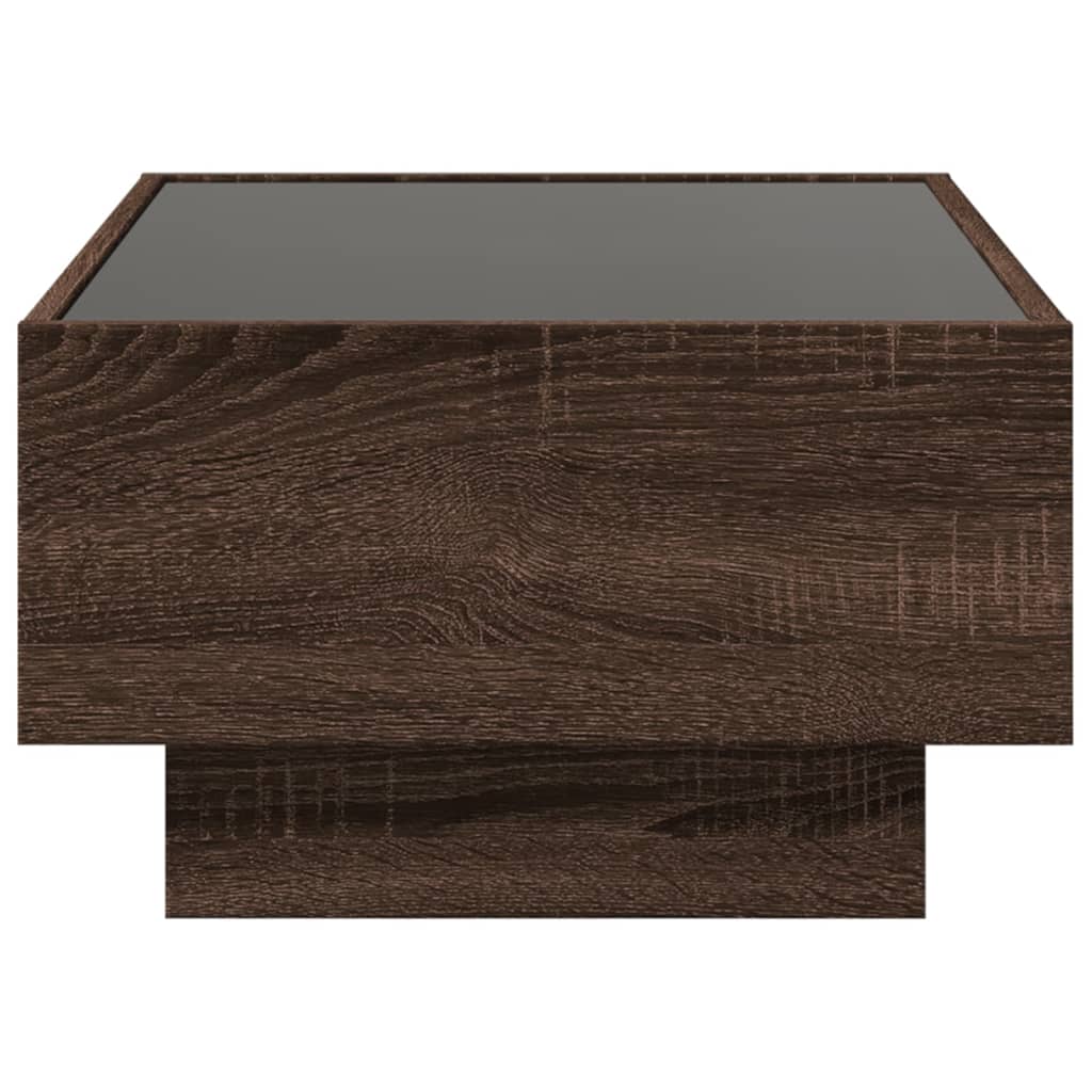 Table basse avec LED chêne marron 70x50x30 cm bois d'ingénierie - XIOS