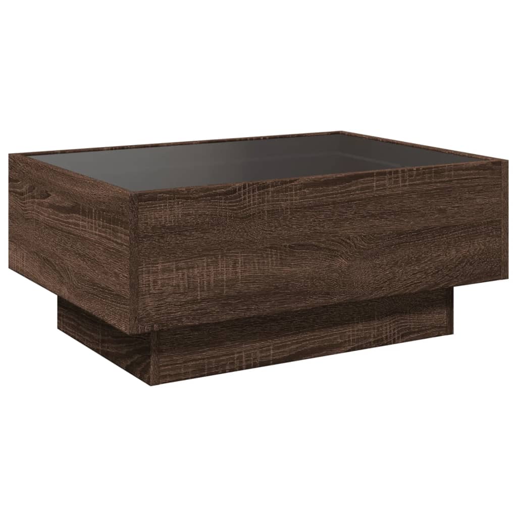 Table basse avec LED chêne marron 70x50x30 cm bois d'ingénierie - XIOS