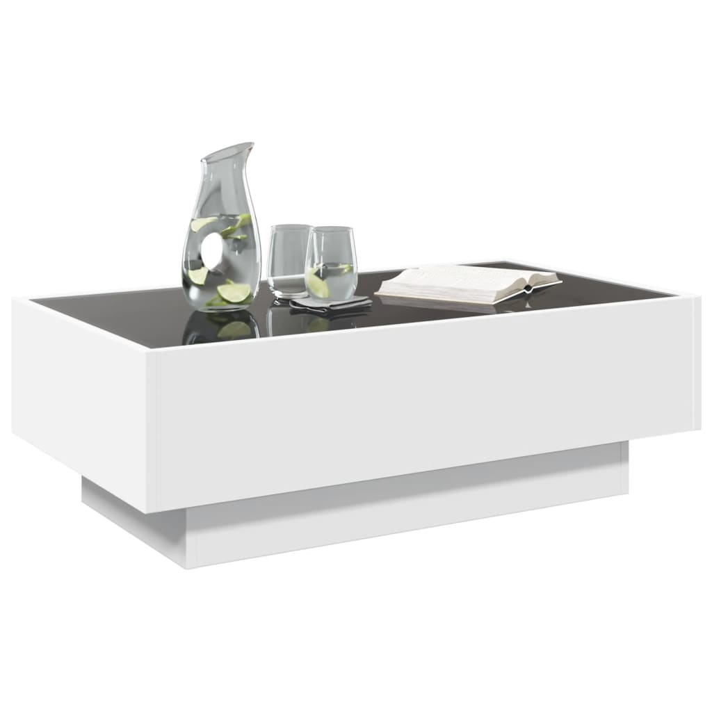 Table basse avec LED blanc 90x50x30 cm bois d'ingénierie - XIOS