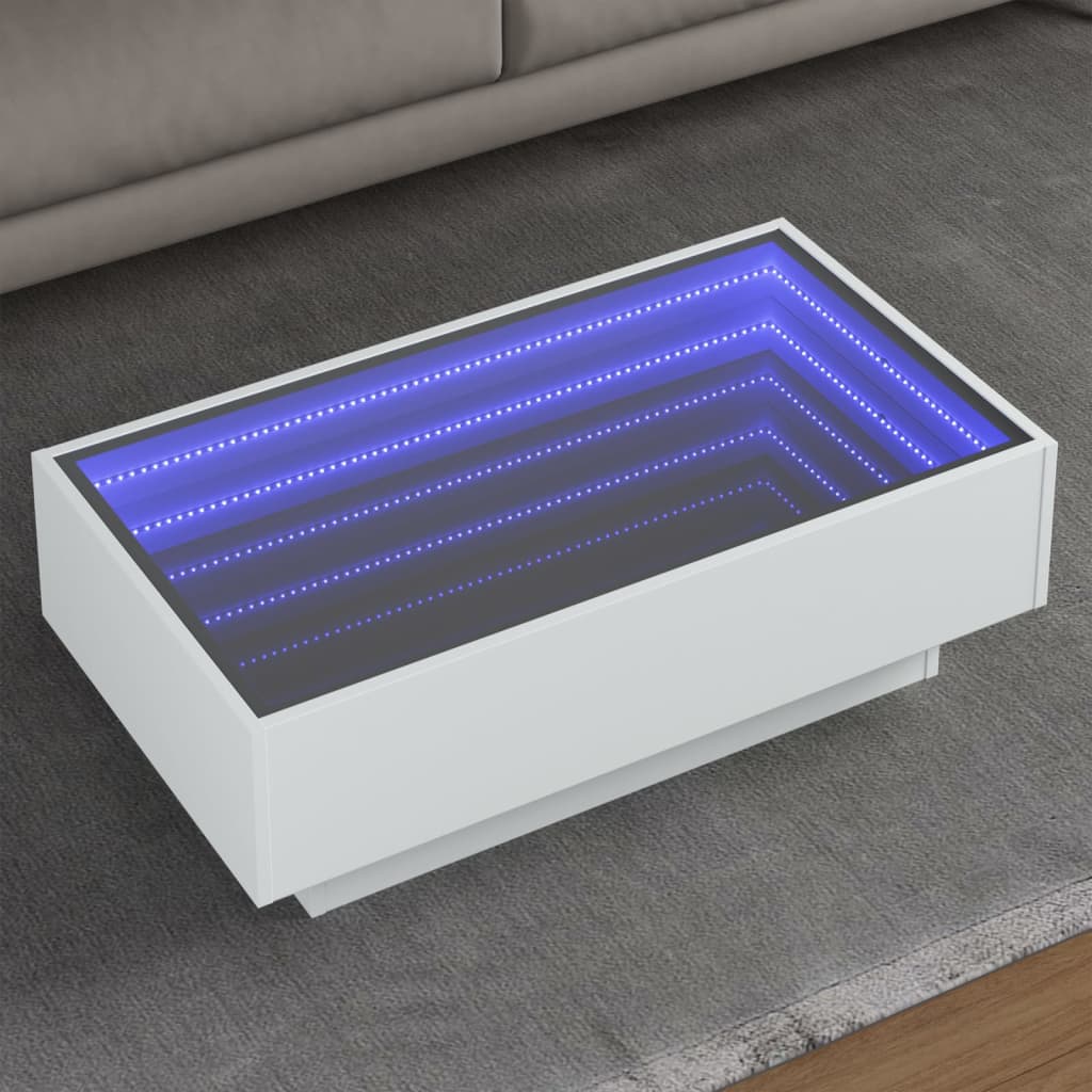 Table basse avec LED blanc 90x50x30 cm bois d'ingénierie - XIOS