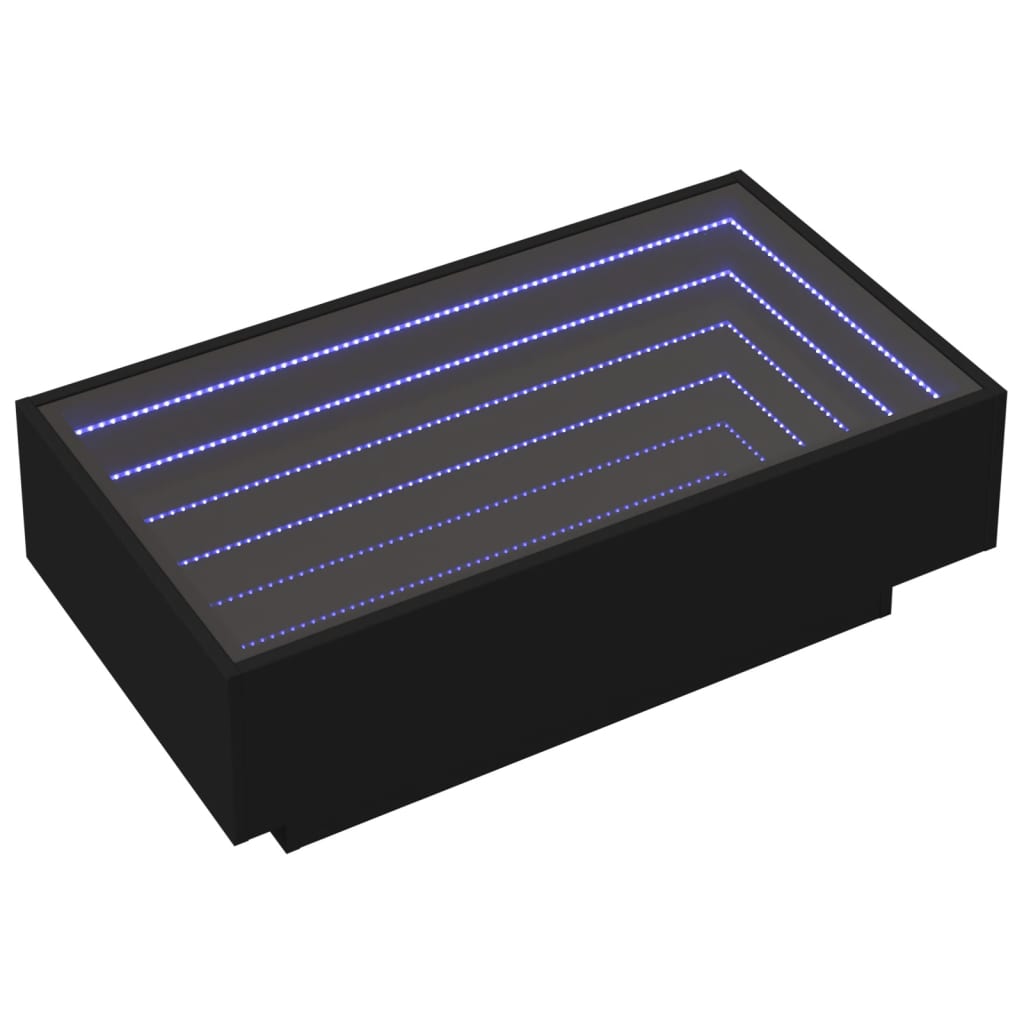 Table basse avec LED noir 90x50x30 cm bois d'ingénierie - XIOS