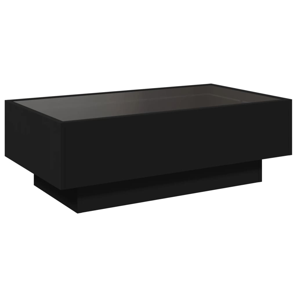 Table basse avec LED noir 90x50x30 cm bois d'ingénierie - XIOS