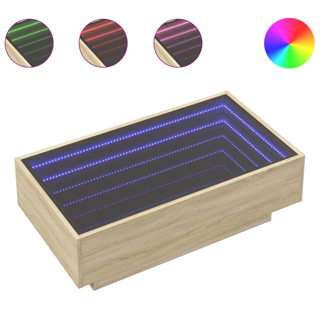 Table basse avec LED chêne sonoma 90x50x30 cm bois d'ingénierie - XIOS