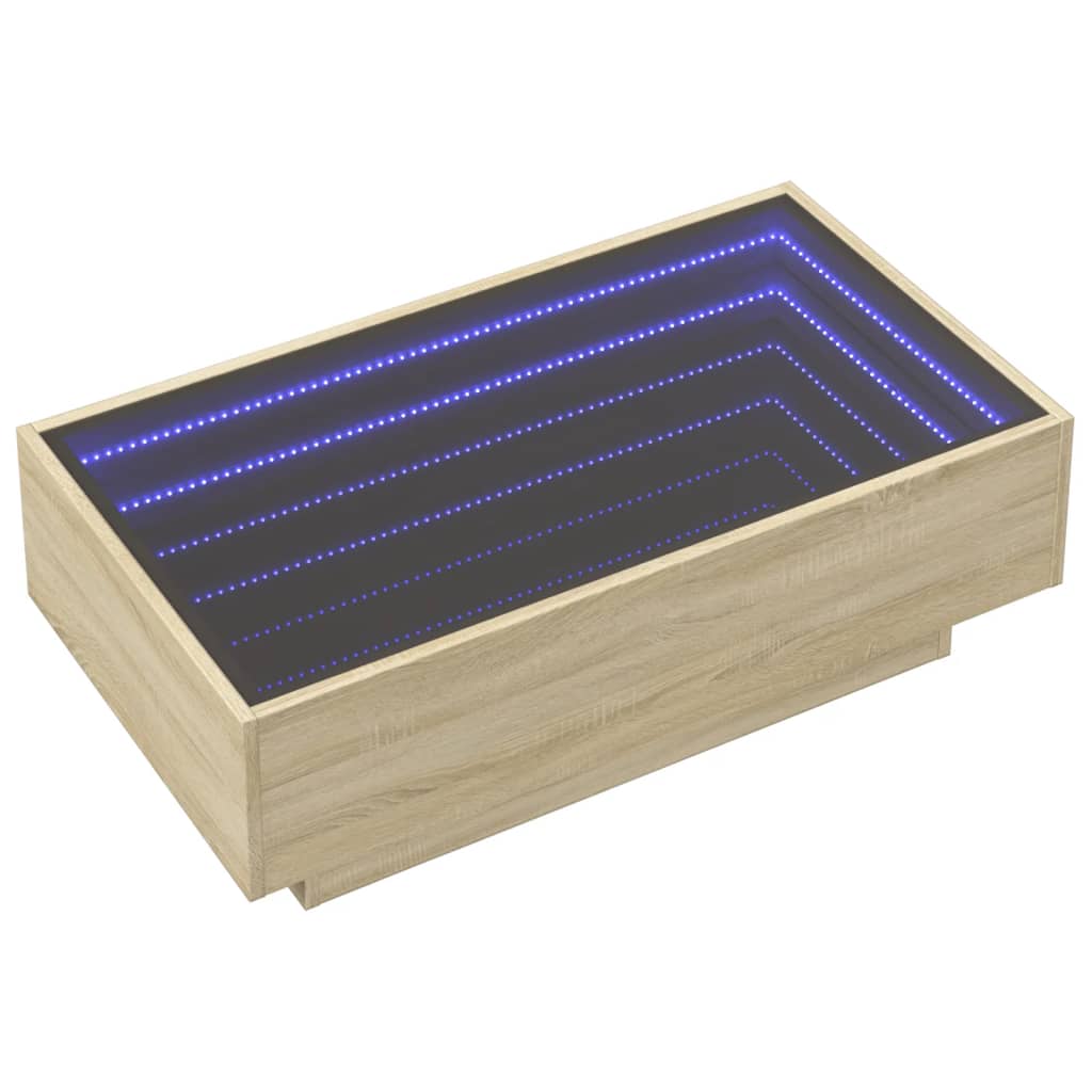 Table basse avec LED chêne sonoma 90x50x30 cm bois d'ingénierie - XIOS