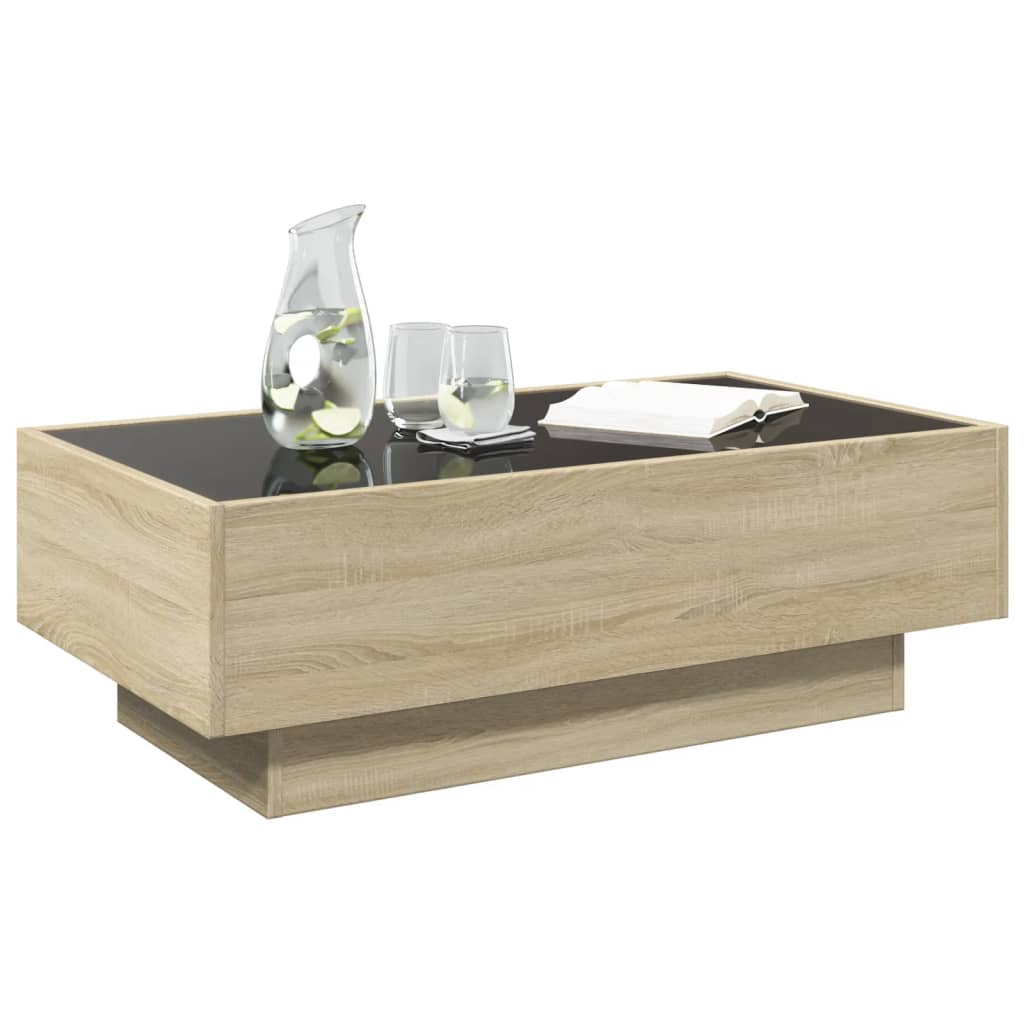 Table basse avec LED chêne sonoma 90x50x30 cm bois d'ingénierie - XIOS