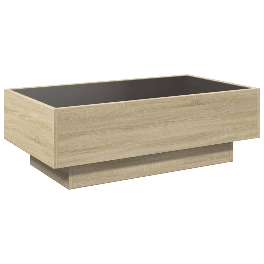 Table basse avec LED chêne sonoma 90x50x30 cm bois d'ingénierie - XIOS