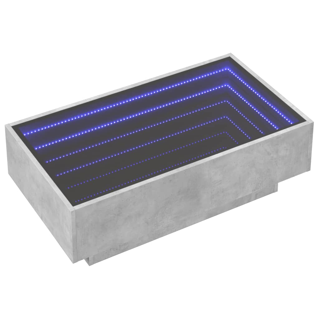 Table basse avec LED gris béton 90x50x30 cm bois d'ingénierie - XIOS