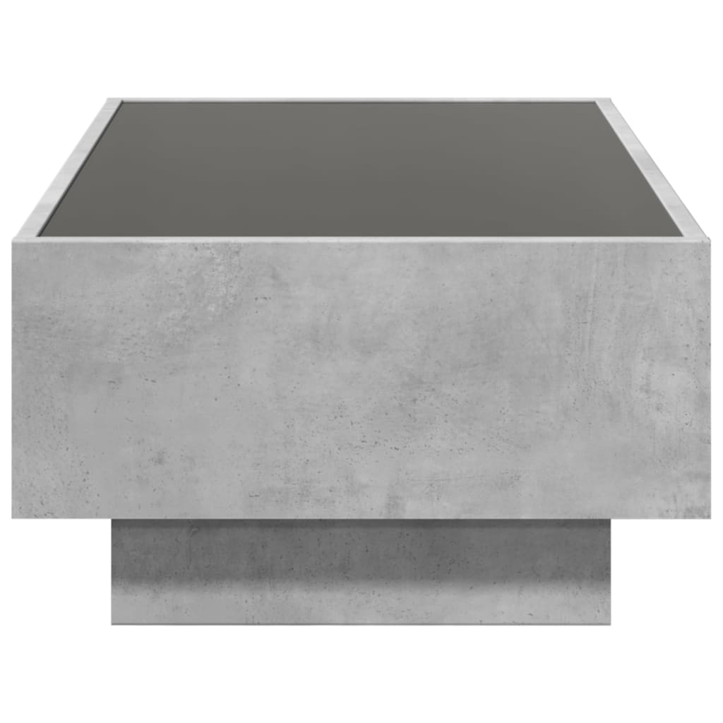 Table basse avec LED gris béton 90x50x30 cm bois d'ingénierie - XIOS