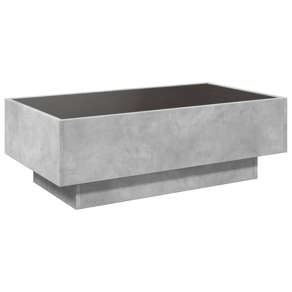 Table basse avec LED gris béton 90x50x30 cm bois d'ingénierie - XIOS