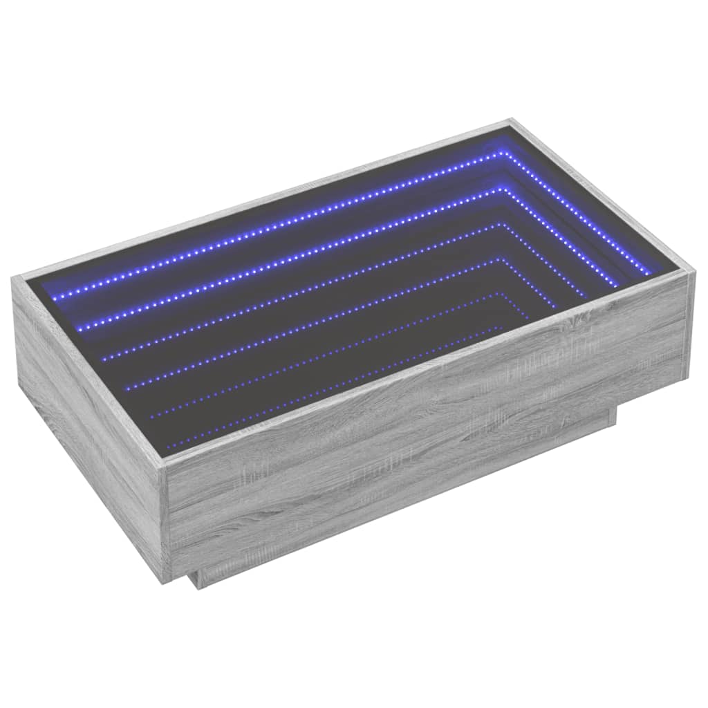 Table basse avec LED sonoma gris 90x50x30 cm bois d'ingénierie - XIOS