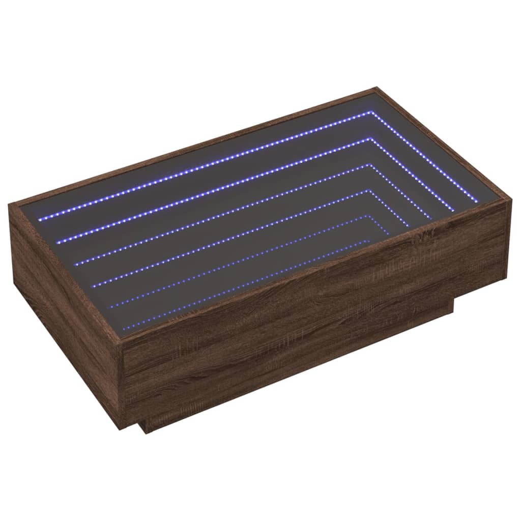 Table basse avec LED chêne marron 90x50x30 cm bois d'ingénierie - XIOS