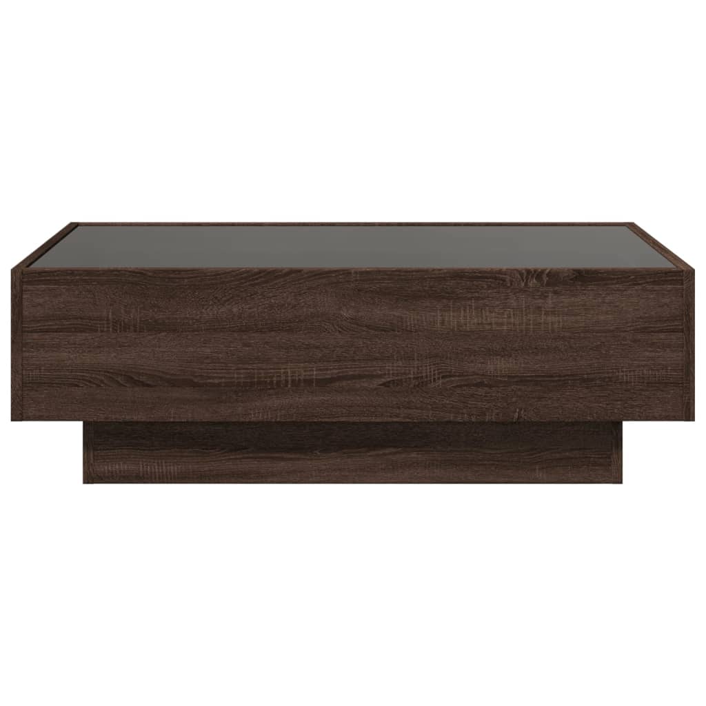 Table basse avec LED chêne marron 90x50x30 cm bois d'ingénierie - XIOS