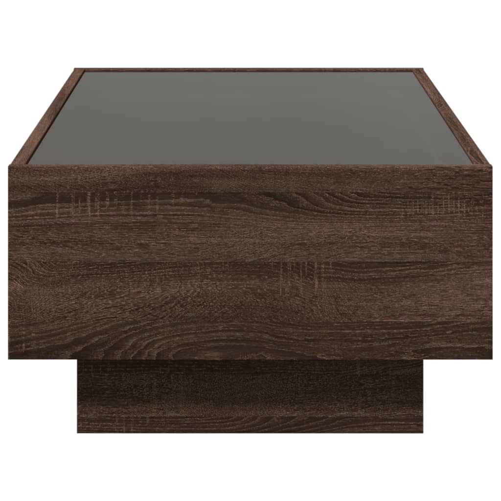 Table basse avec LED chêne marron 90x50x30 cm bois d'ingénierie - XIOS