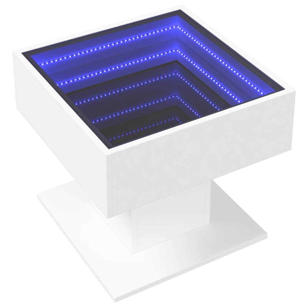 Table basse avec LED blanc 50x50x45 cm bois d'ingénierie - XIOS