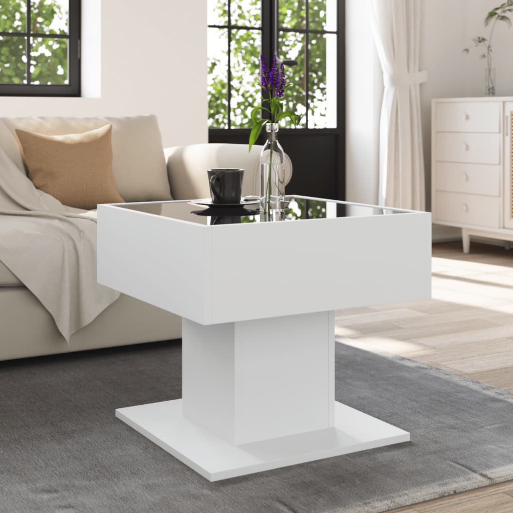 Table basse avec LED blanc 50x50x45 cm bois d'ingénierie - XIOS