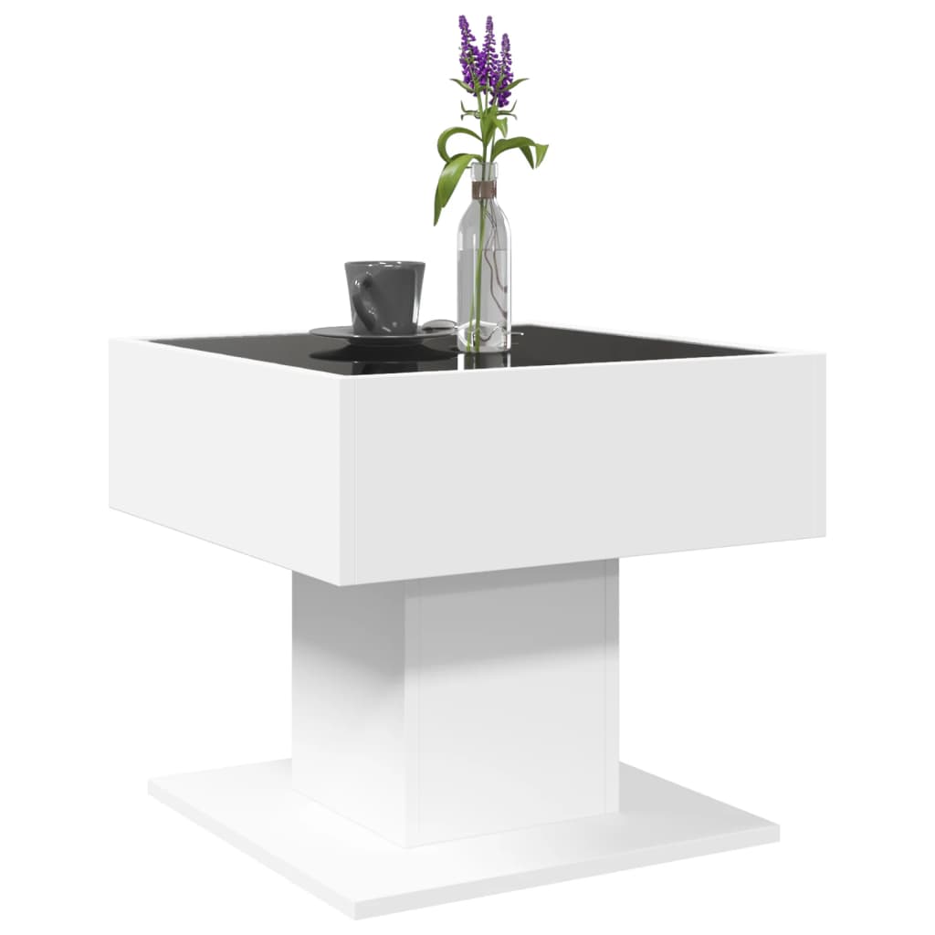 Table basse avec LED blanc 50x50x45 cm bois d'ingénierie - XIOS