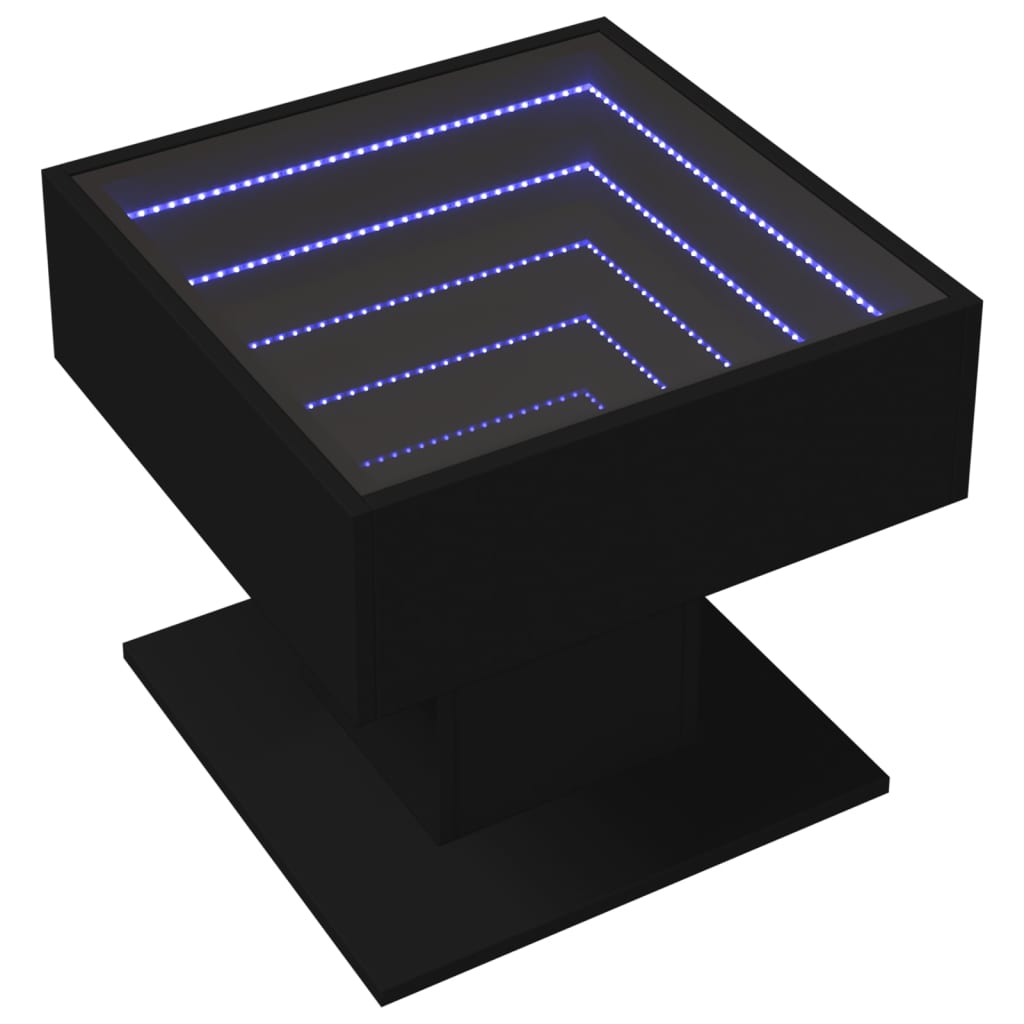 Table basse avec LED noir 50x50x45 cm bois d'ingénierie - XIOS