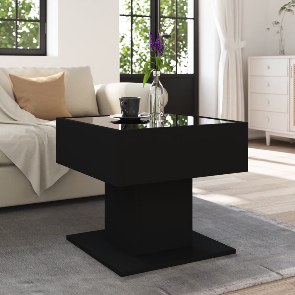 Table basse avec LED noir 50x50x45 cm bois d'ingénierie - XIOS