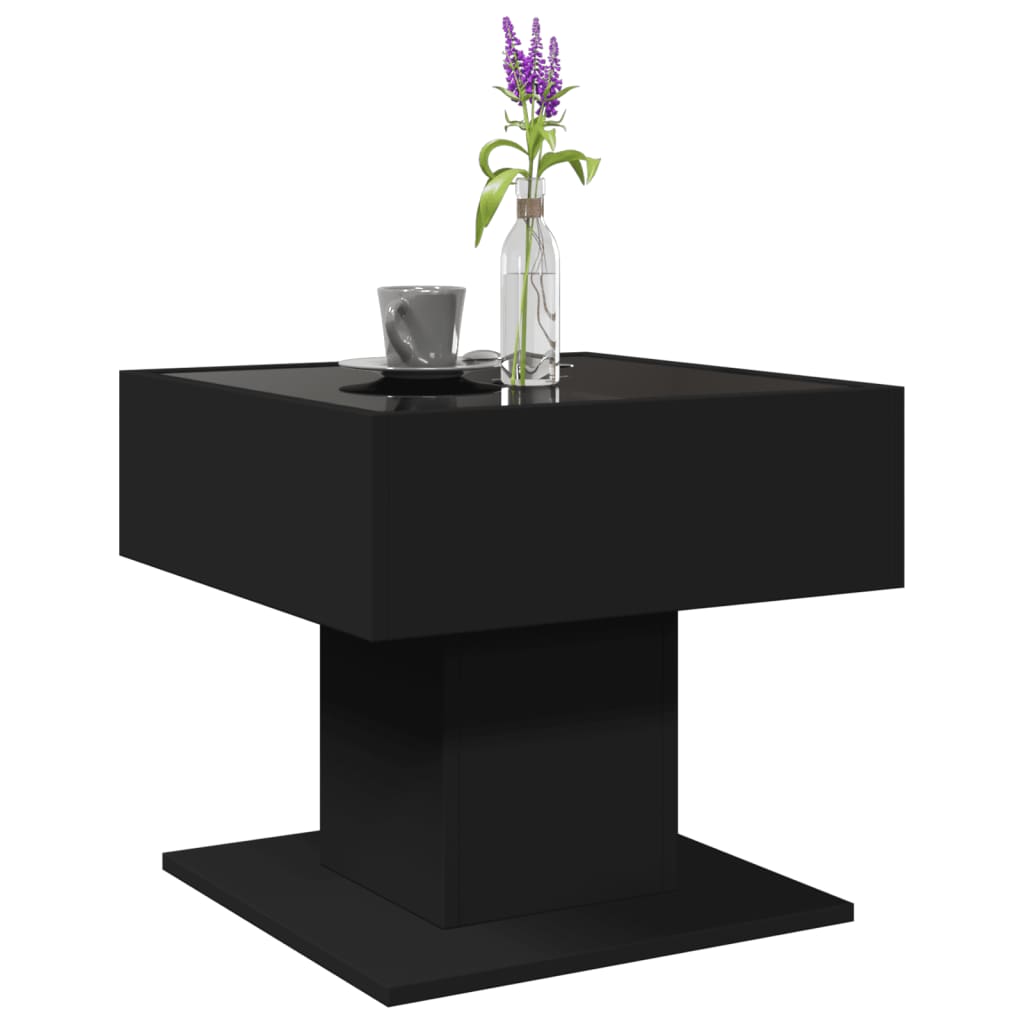 Table basse avec LED noir 50x50x45 cm bois d'ingénierie - XIOS
