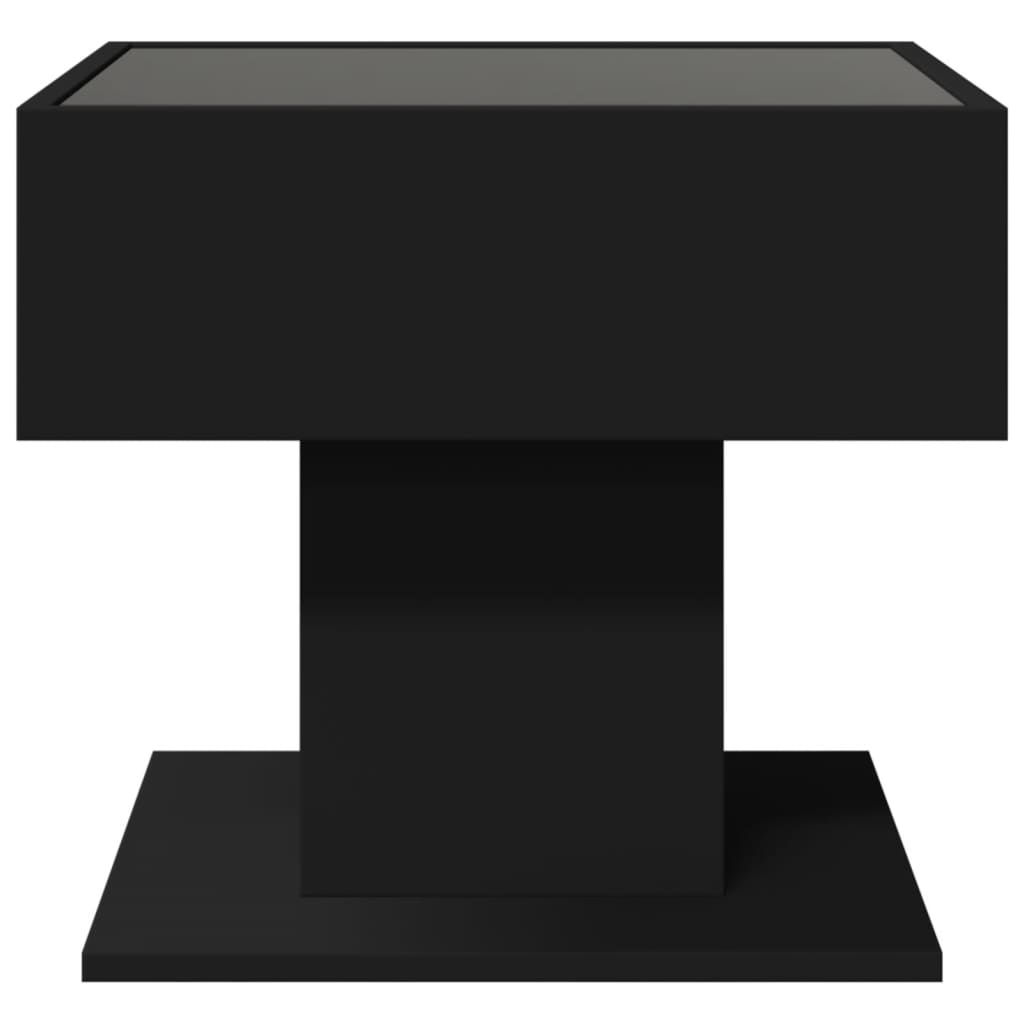 Table basse avec LED noir 50x50x45 cm bois d'ingénierie - XIOS