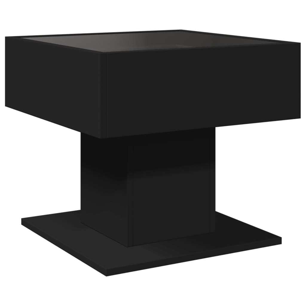 Table basse avec LED noir 50x50x45 cm bois d'ingénierie - XIOS
