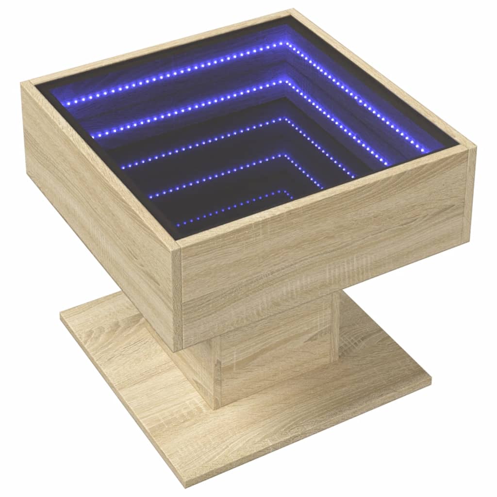 Table basse avec LED chêne sonoma 50x50x45 cm bois d'ingénierie - XIOS