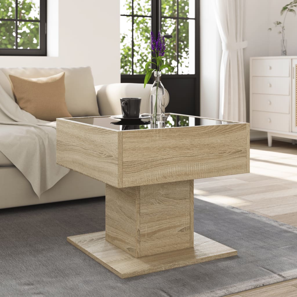 Table basse avec LED chêne sonoma 50x50x45 cm bois d'ingénierie - XIOS