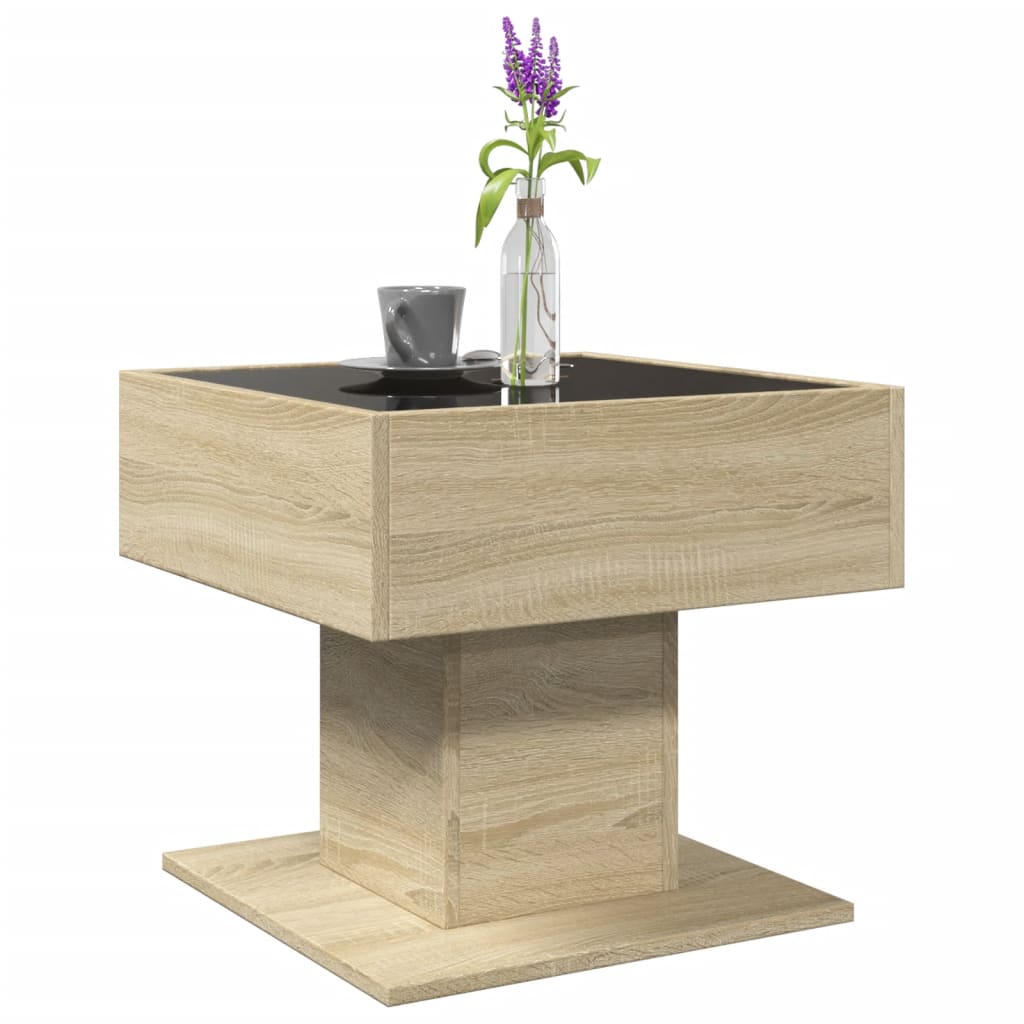 Table basse avec LED chêne sonoma 50x50x45 cm bois d'ingénierie - XIOS